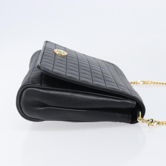 CELINE Chain Shoulder Bag Leather Black Gold Auth yk20890V