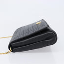 CELINE Chain Shoulder Bag Leather Black Gold Auth yk20890V-4