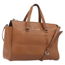 Miu Miu Hand Bag Leather 2way Brown Silver Auth yk20891M-1