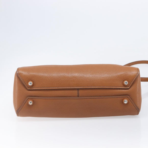 Miu Miu Hand Bag Leather 2way Brown Silver Auth yk20891M