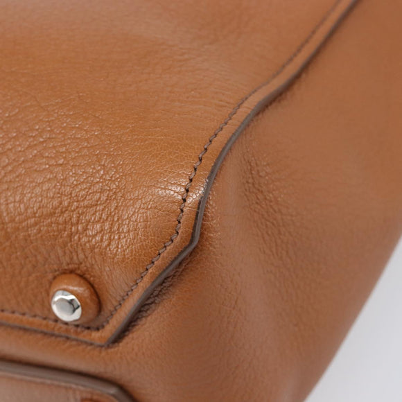Miu Miu Hand Bag Leather 2way Brown Silver Auth yk20891M
