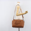 Miu Miu Hand Bag Leather 2way Brown Silver Auth yk20891M-29
