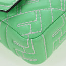 FENDI Zucca Canvas Mamma Baguette Bag Leather 2way Green Silver Auth yk20894SAM-16