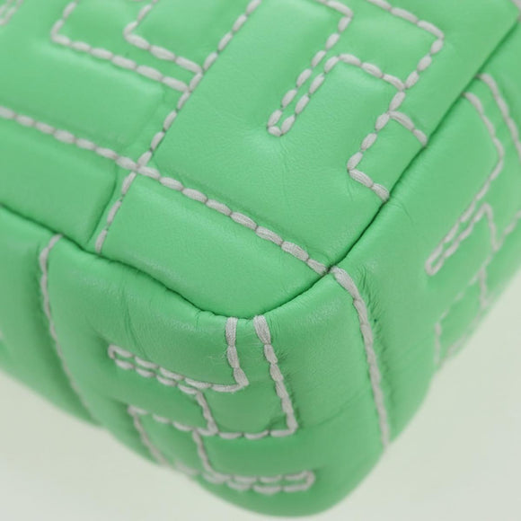 FENDI Zucca Canvas Mamma Baguette Bag Leather 2way Green Silver Auth yk20894SAM