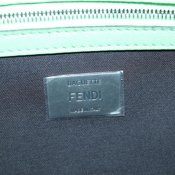 FENDI Zucca Canvas Mamma Baguette Bag Leather 2way Green Silver Auth yk20894SAM