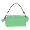 FENDI Zucca Canvas Mamma Baguette Bag Leather 2way Green Silver Auth yk20894SAM-2