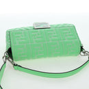 FENDI Zucca Canvas Mamma Baguette Bag Leather 2way Green Silver Auth yk20894SAM-6