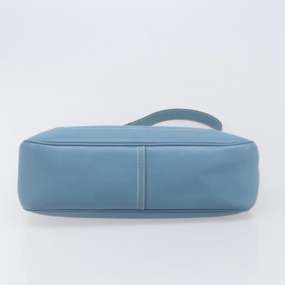 HERMES Epsom Trim 31 Shoulder Bag Leather Blue Silver Auth yk20897M