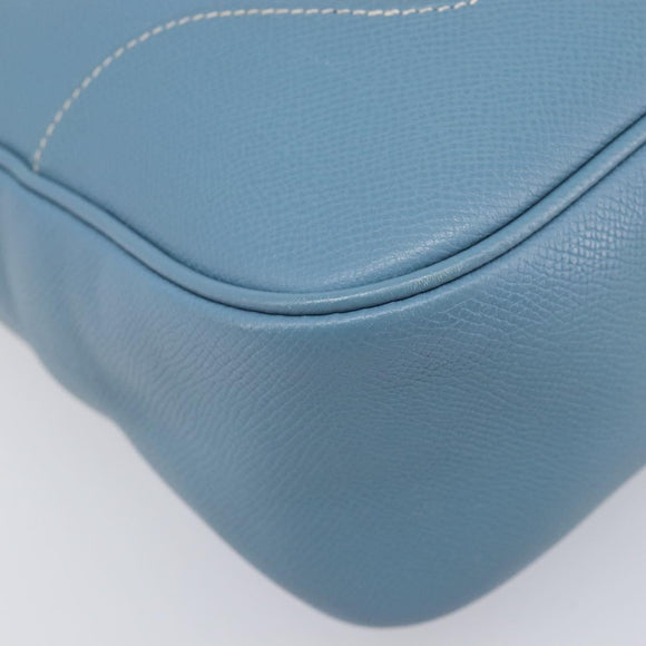 HERMES Epsom Trim 31 Shoulder Bag Leather Blue Silver Auth yk20897M