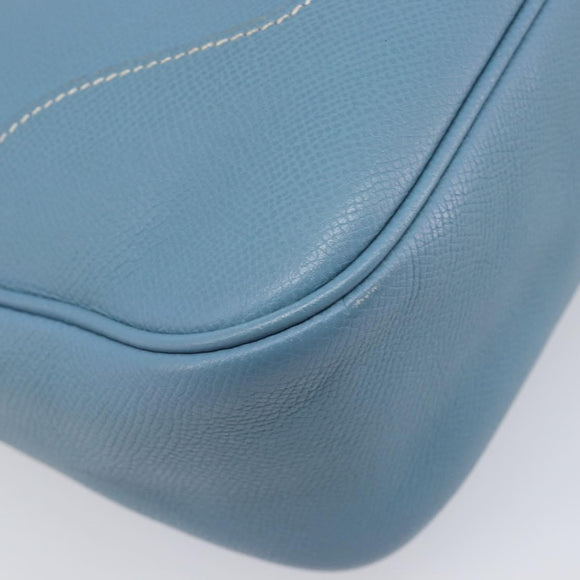HERMES Epsom Trim 31 Shoulder Bag Leather Blue Silver Auth yk20897M