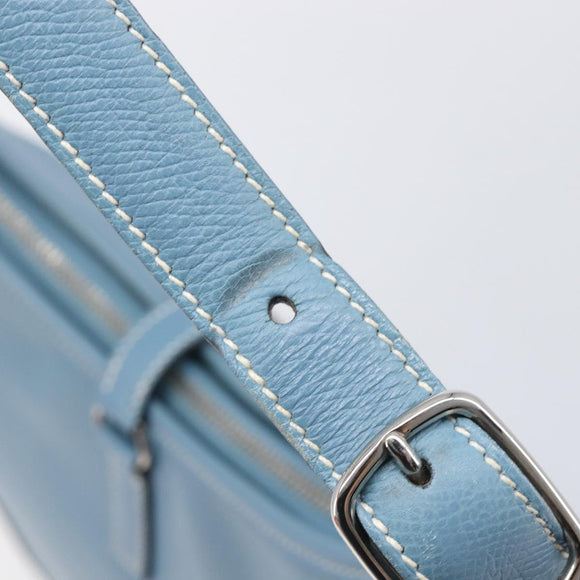HERMES Epsom Trim 31 Shoulder Bag Leather Blue Silver Auth yk20897M