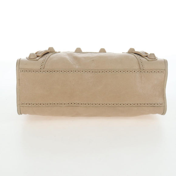 BALENCIAGA The Giant City Bag Leather 2way Beige Silver 204529 Auth yk20902V
