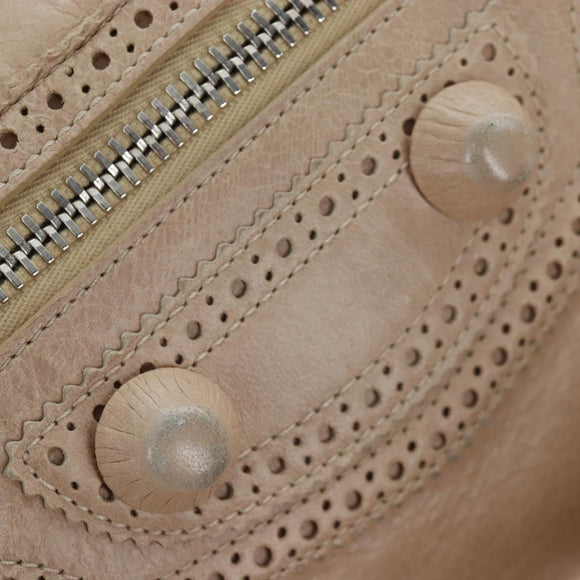 BALENCIAGA The Giant City Bag Leather 2way Beige Silver 204529 Auth yk20902V