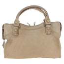 BALENCIAGA The Giant City Bag Leather 2way Beige Silver 204529 Auth yk20902V-3