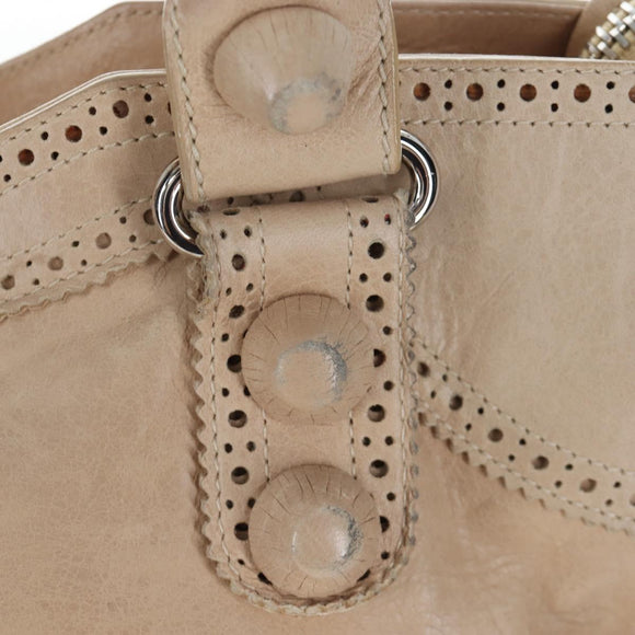 BALENCIAGA The Giant City Bag Leather 2way Beige Silver 204529 Auth yk20902V