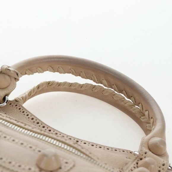 BALENCIAGA The Giant City Bag Leather 2way Beige Silver 204529 Auth yk20902V