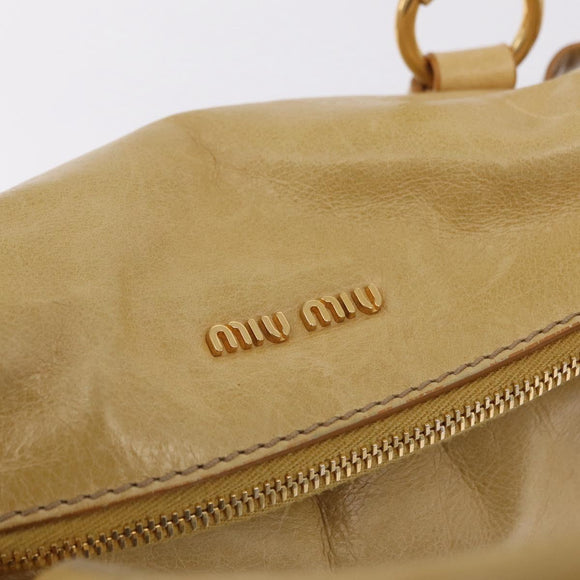 Miu Miu Hand Bag Leather 2way Yellow Gold Auth yk20904V