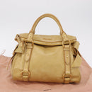 Miu Miu Hand Bag Leather 2way Yellow Gold Auth yk20904V-12