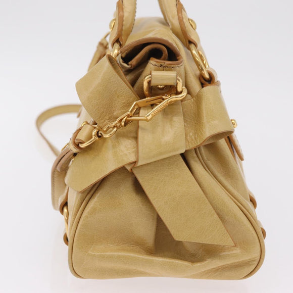Miu Miu Hand Bag Leather 2way Yellow Gold Auth yk20904V