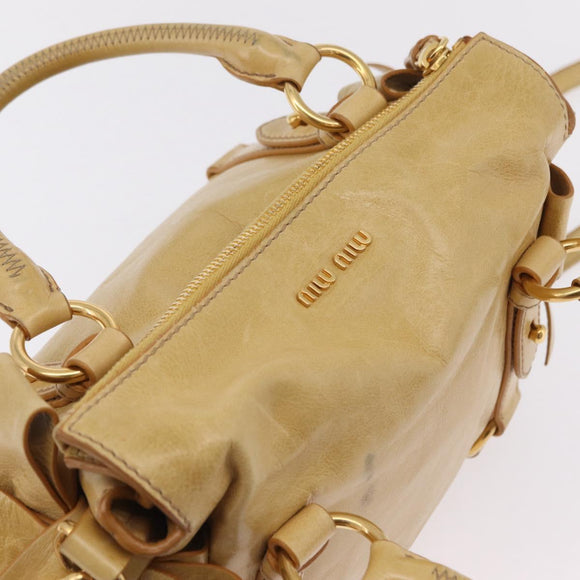 Miu Miu Hand Bag Leather 2way Yellow Gold Auth yk20904V