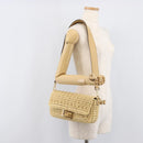 FENDI Mamma Baguette Shoulder Bag Raffia 2way Beige Gold Auth yk20905SAM-27