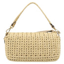 FENDI Mamma Baguette Shoulder Bag Raffia 2way Beige Gold Auth yk20905SAM-3