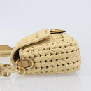 FENDI Mamma Baguette Shoulder Bag Raffia 2way Beige Gold Auth yk20905SAM-5