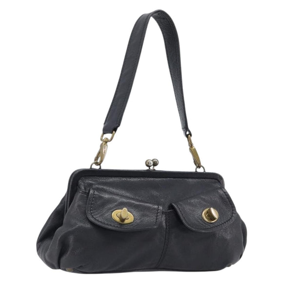 Miu Miu Shoulder Bag Leather Black Gold Auth yk20915V