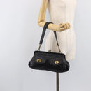 Miu Miu Shoulder Bag Leather Black Gold Auth yk20915V-26