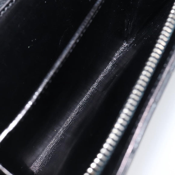 CHANEL Matelasse Wallet Patent Leather Black Silver CC Auth yk20916A