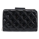 CHANEL Matelasse Wallet Patent Leather Black Silver CC Auth yk20916A-2