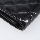 CHANEL Matelasse Wallet Patent Leather Black Silver CC Auth yk20916A-15