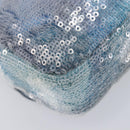 CHANEL Mini Matelasse Chain Shoulder Bag Sequin Blue Silver CC Auth yk20926M-15