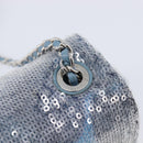 CHANEL Mini Matelasse Chain Shoulder Bag Sequin Blue Silver CC Auth yk20926M-17