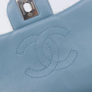 CHANEL Mini Matelasse Chain Shoulder Bag Sequin Blue Silver CC Auth yk20926M-21