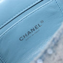 CHANEL Mini Matelasse Chain Shoulder Bag Sequin Blue Silver CC Auth yk20926M-22