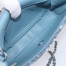 CHANEL Mini Matelasse Chain Shoulder Bag Sequin Blue Silver CC Auth yk20926M-23