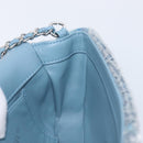 CHANEL Mini Matelasse Chain Shoulder Bag Sequin Blue Silver CC Auth yk20926M-24