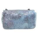 CHANEL Mini Matelasse Chain Shoulder Bag Sequin Blue Silver CC Auth yk20926M-3