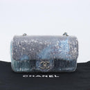 CHANEL Mini Matelasse Chain Shoulder Bag Sequin Blue Silver CC Auth yk20926M-30
