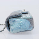 CHANEL Mini Matelasse Chain Shoulder Bag Sequin Blue Silver CC Auth yk20926M-5