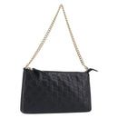 GUCCI GG Canvas Guccissima Pouch Leather Black Gold 428449 Auth yk20927M-1