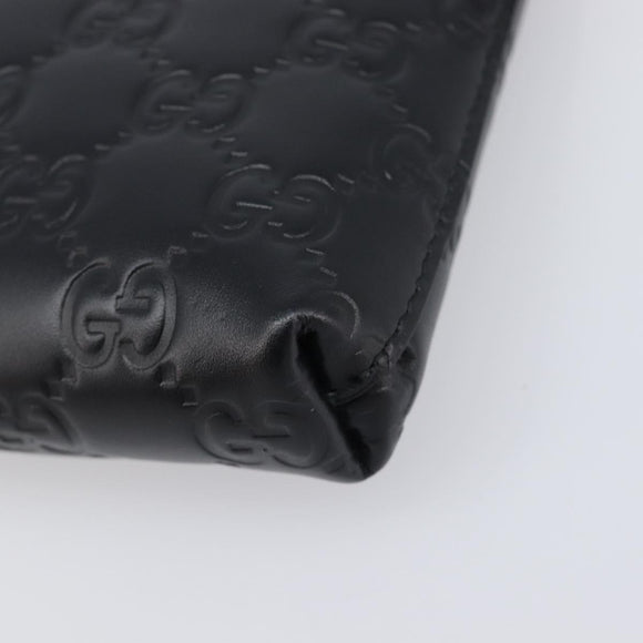 GUCCI GG Canvas Guccissima Pouch Leather Black Gold 428449 Auth yk20927M