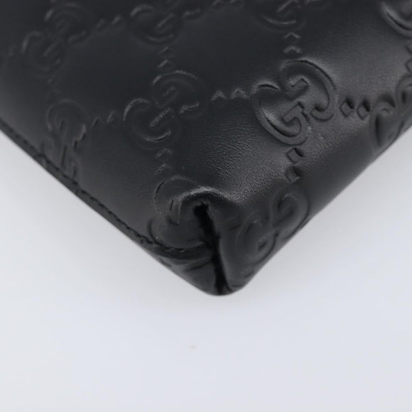GUCCI GG Canvas Guccissima Pouch Leather Black Gold 428449 Auth yk20927M