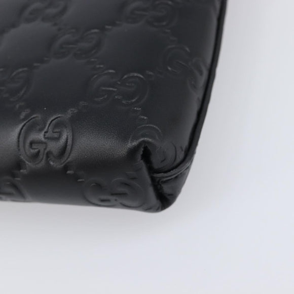 GUCCI GG Canvas Guccissima Pouch Leather Black Gold 428449 Auth yk20927M
