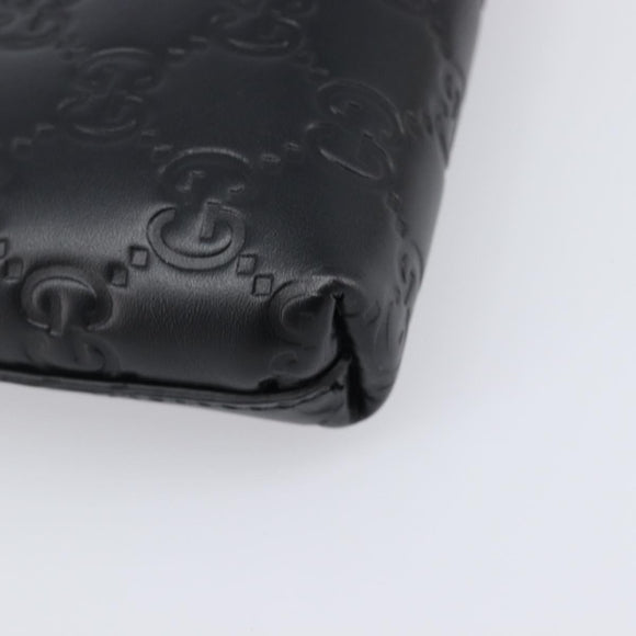 GUCCI GG Canvas Guccissima Pouch Leather Black Gold 428449 Auth yk20927M