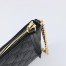 GUCCI GG Canvas Guccissima Pouch Leather Black Gold 428449 Auth yk20927M-14