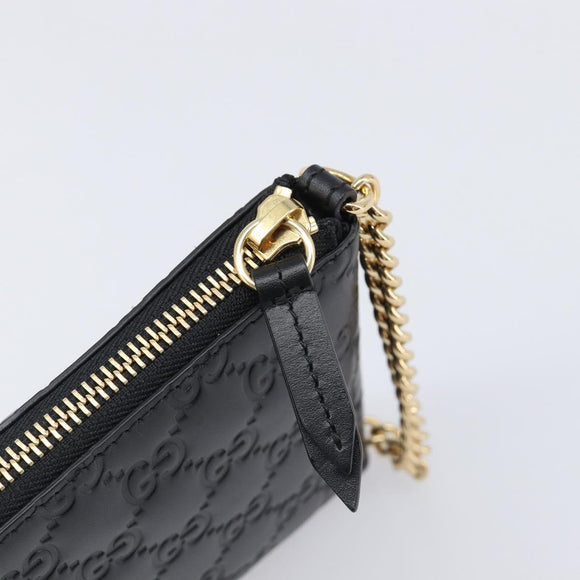 GUCCI GG Canvas Guccissima Pouch Leather Black Gold 428449 Auth yk20927M