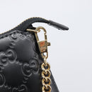 GUCCI GG Canvas Guccissima Pouch Leather Black Gold 428449 Auth yk20927M-15