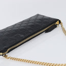 GUCCI GG Canvas Guccissima Pouch Leather Black Gold 428449 Auth yk20927M-6